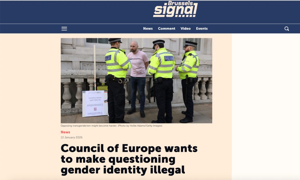 Brussels Signal: Council of Europe wants to make questioning gender identity illegal