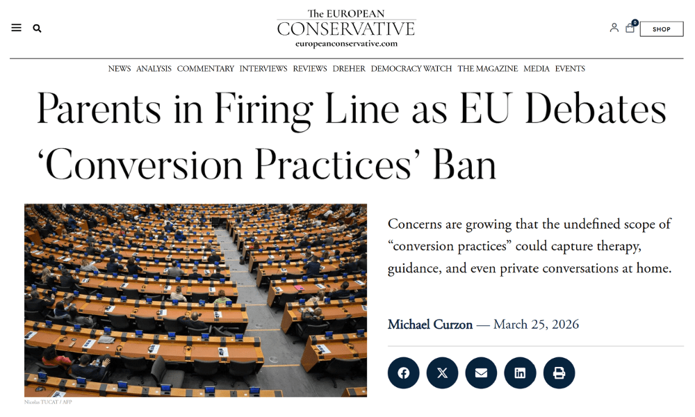 The European Conservative: Parents in Firing Line as EU Debates ‘Conversion Practices’ Ban